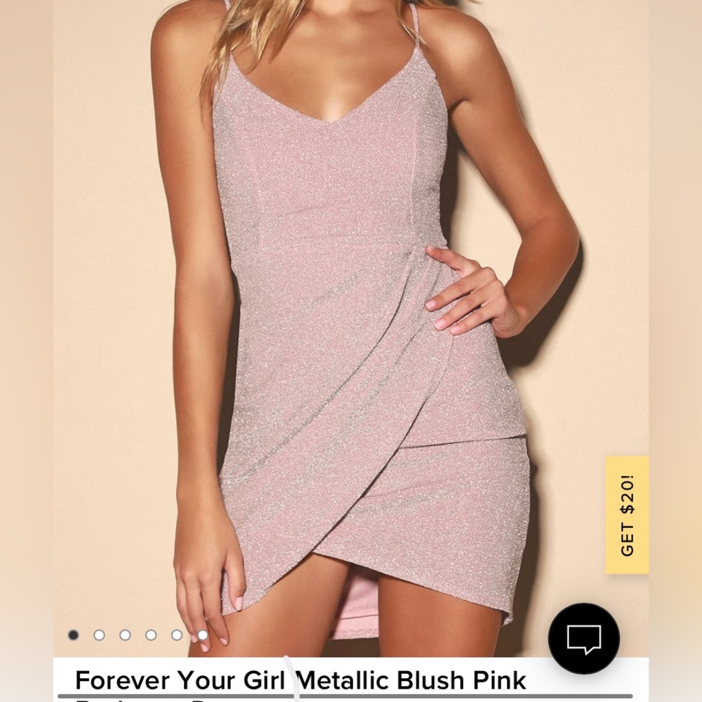 Lulus Forever Your Girl Metallic Blush Pink Bodycon Dress
